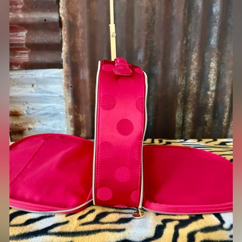 Estee Lauder Red Polka Dot Cosmetic Bag/Makeup Case.